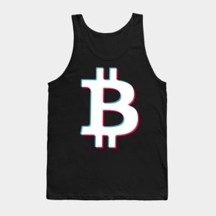 Bitcoin Social Media App blue pink glitch modern typography art gift Tank Top